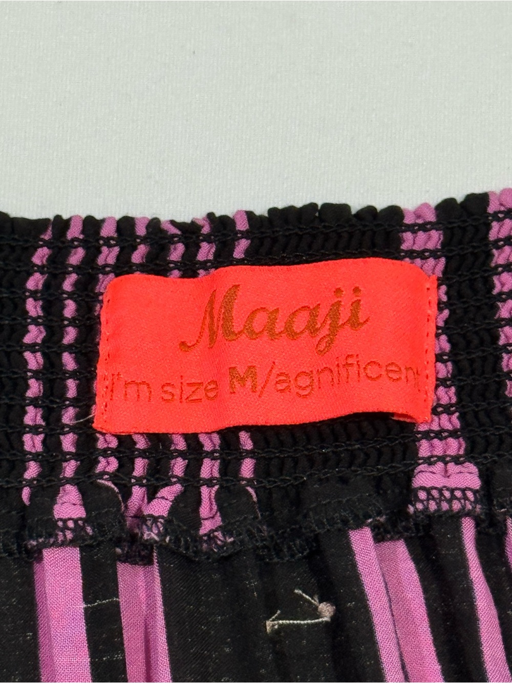 Maaji Pink Black Striped Button Front Maxi Skirt Size Medium - Picture 9 of 11